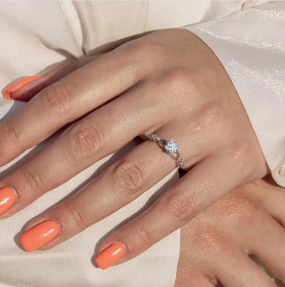 925 Sterling Silver Rhodium Plated Open Shank CZ Center Stone Ring