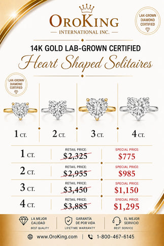 Women's 14K Gold Certified Lab-Grown Diamond Heart Shaped Solitaire Ring 2.00ct. Center Stone