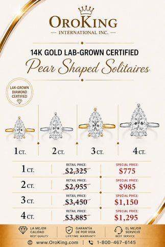 Women's 14K Gold Certified Lab-Grown Diamond Pear Shaped Solitaire Ring 1.00ct. Center Stone