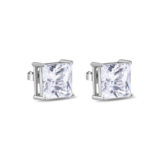 925 Sterling Silver Clearance-Rhodium Plated Square 11mm Clear CZ Earrings