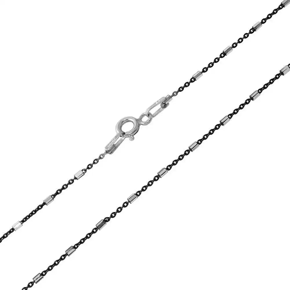 925 Sterling Silver Black Rhodium Plated Tube 2 DC Link B-W Chain