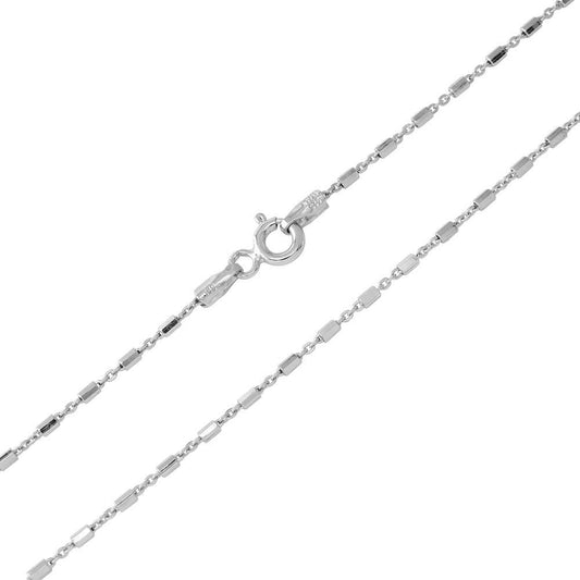 925 Sterling Silver Rhodium Plated Tube 8 Sided DC Tube Chain 1.3mm