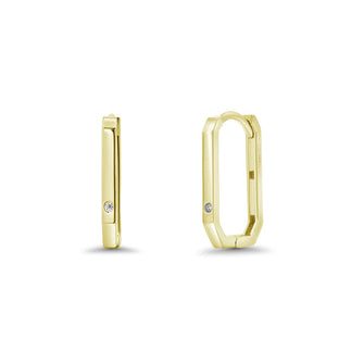 925 Sterling Silver Gold Plated Moissanite Geometric Rectangular Hoop 9.6mm x 15.2mm Earring