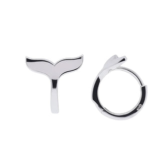 925 Sterling Silver Rhodium Plated Whale Tail Hoop 8.7mm Earring