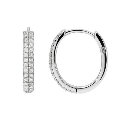 925 Sterling Silver Rhodium Plated Micro Pave CZ Huggie Hoop 11mm Earring