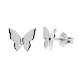 925 Sterling Silver Rhodium Plated Butterfly 6.5mm x 7mm Stud Earring