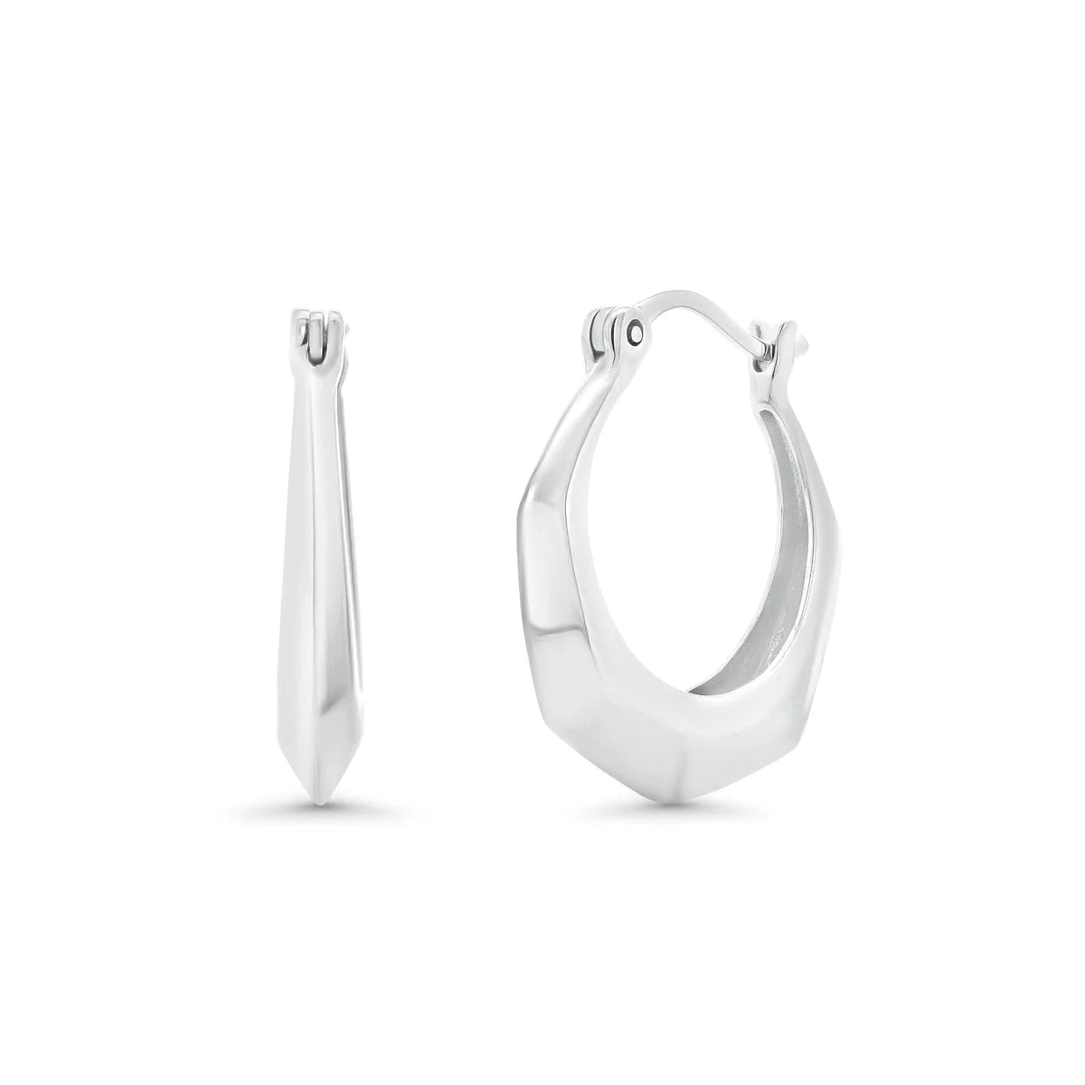 925 Sterling Silver Faceted 20mm Latch Back Hoop Earring
