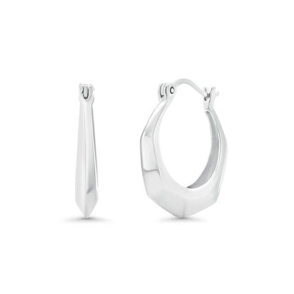 925 Sterling Silver Faceted 20mm Latch Back Hoop Earring