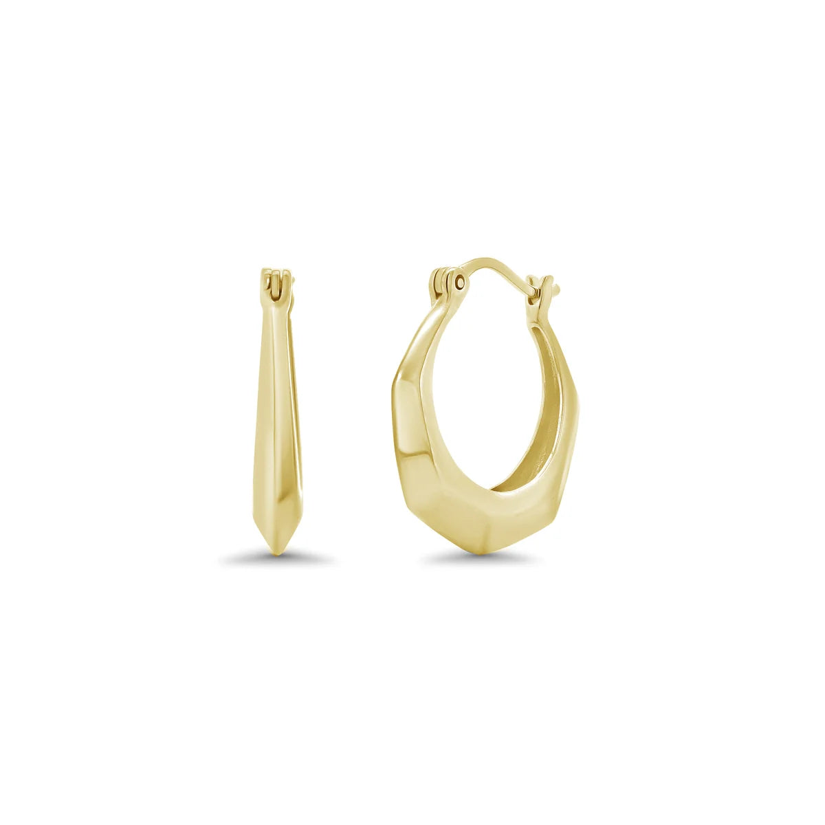 925 Sterling Silver Faceted 20mm Latch Back Hoop Earring