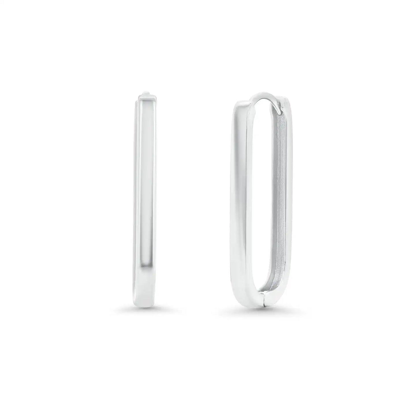 925 Sterling Silver Paperclip Hoop Earrings