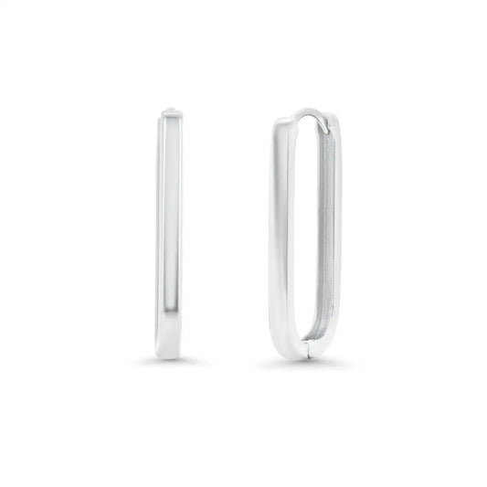 925 Sterling Silver Paperclip Hoop Earrings