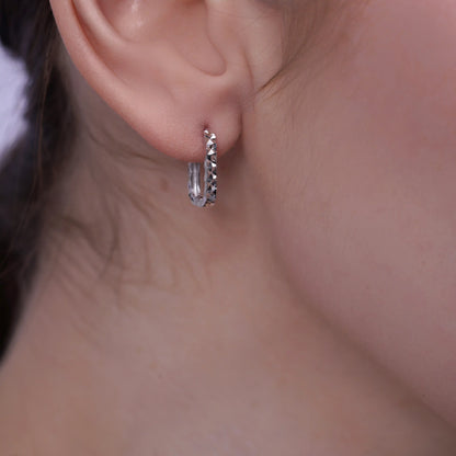 925 Sterling Silver Diamond Cut Oval Hoop Earrings