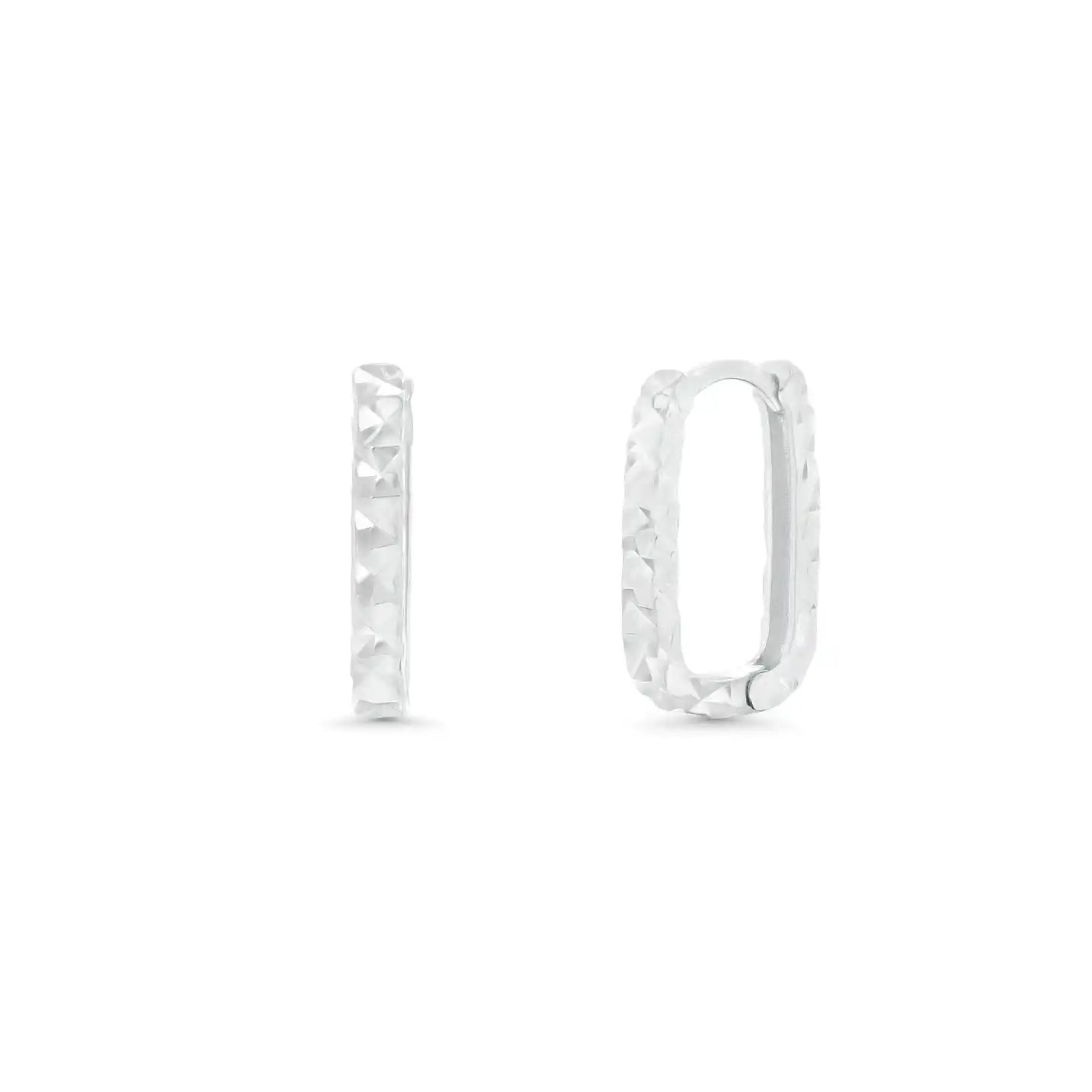 925 Sterling Silver Diamond Cut Oval Hoop Earrings