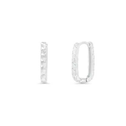 925 Sterling Silver Diamond Cut Oval Hoop Earrings