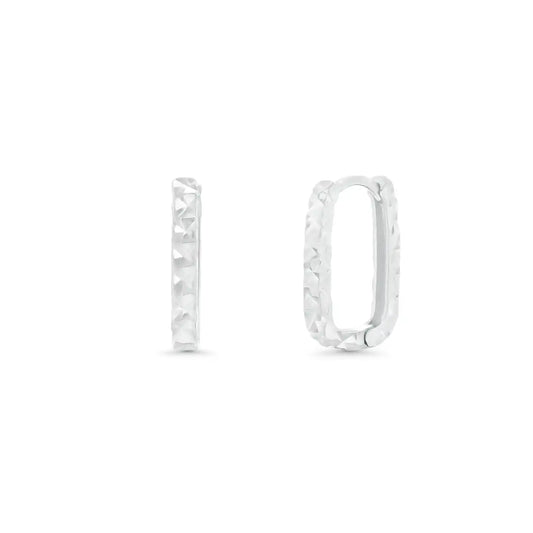 925 Sterling Silver Diamond Cut Oval Hoop Earrings