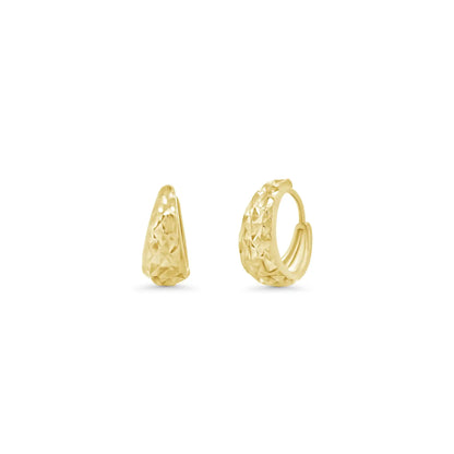925 Sterling Silver Diamond Cut Puffed 13.8mm Hoop Earrings