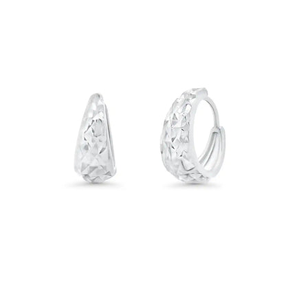 925 Sterling Silver Diamond Cut Puffed 13.8mm Hoop Earrings