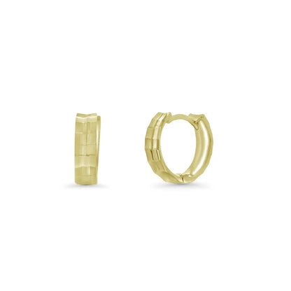925 Sterling Silver Diamond Cut Geometric Step Edge Hoop Earring