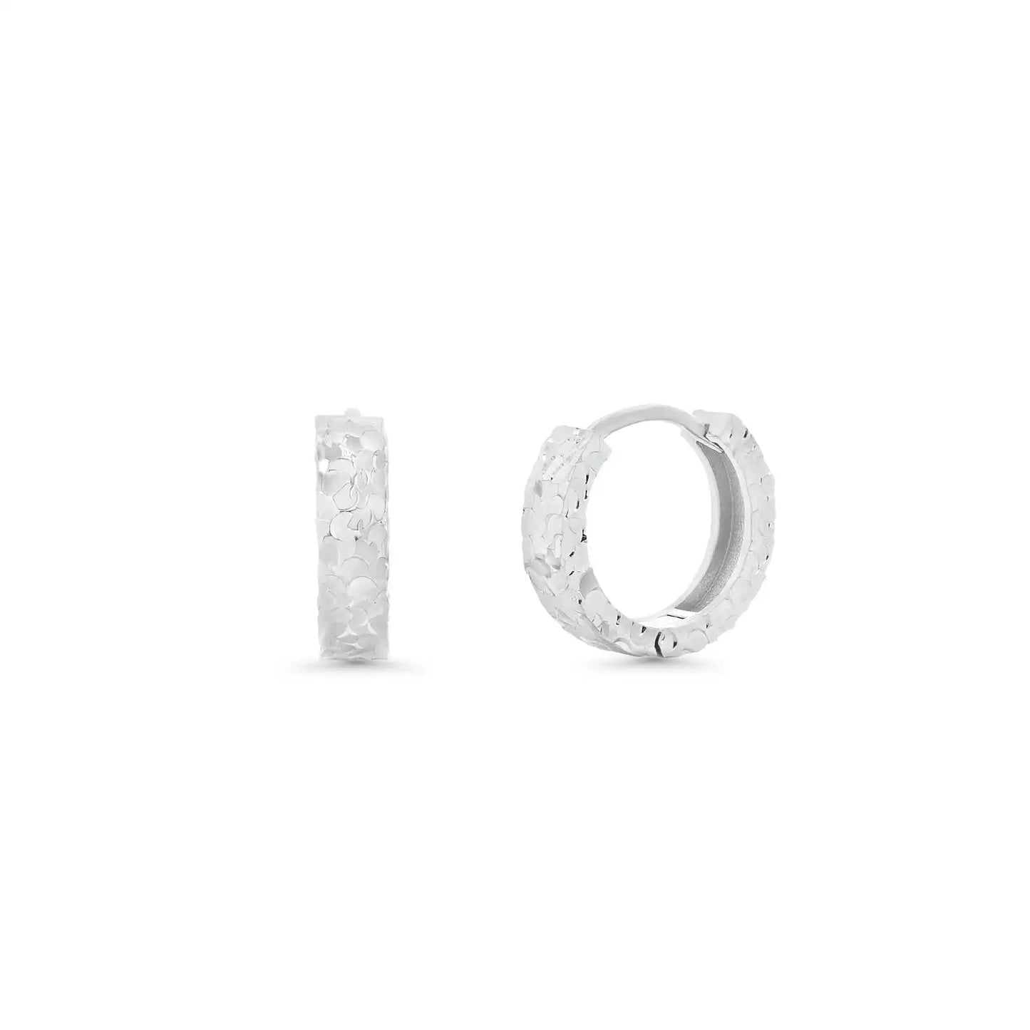 925 Sterling Silver Diamond Cut 13.7mm Hoop Earring