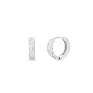 925 Sterling Silver Diamond Cut 13.7mm Hoop Earring