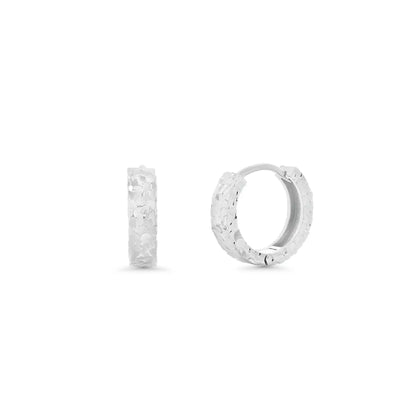925 Sterling Silver Diamond Cut 13.7mm Hoop Earring