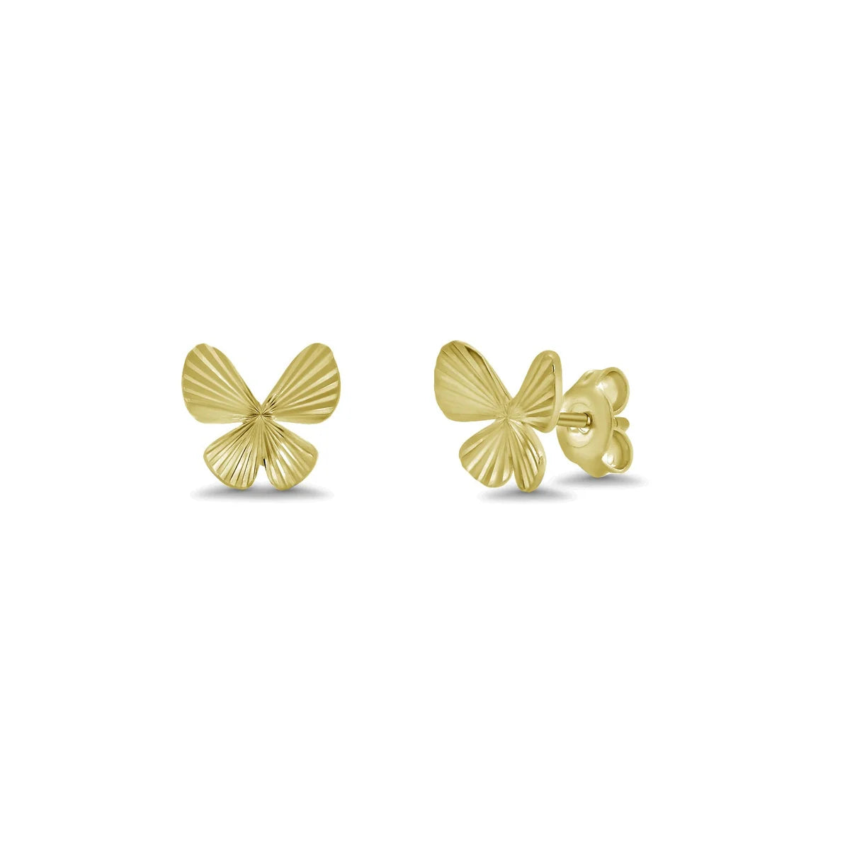 925 Sterling Silver Studded Diamond Cut Butterfly Stud Earring
