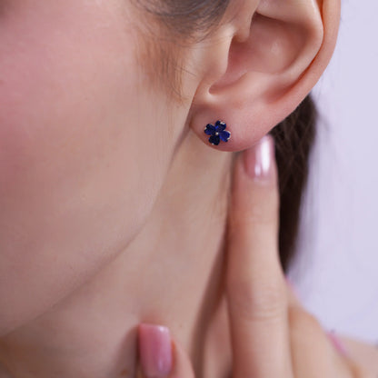 925 Sterling Silver Rhodium Plated Clover CZ Stud Earring