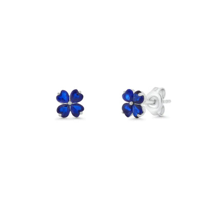 925 Sterling Silver Rhodium Plated Clover CZ Stud Earring