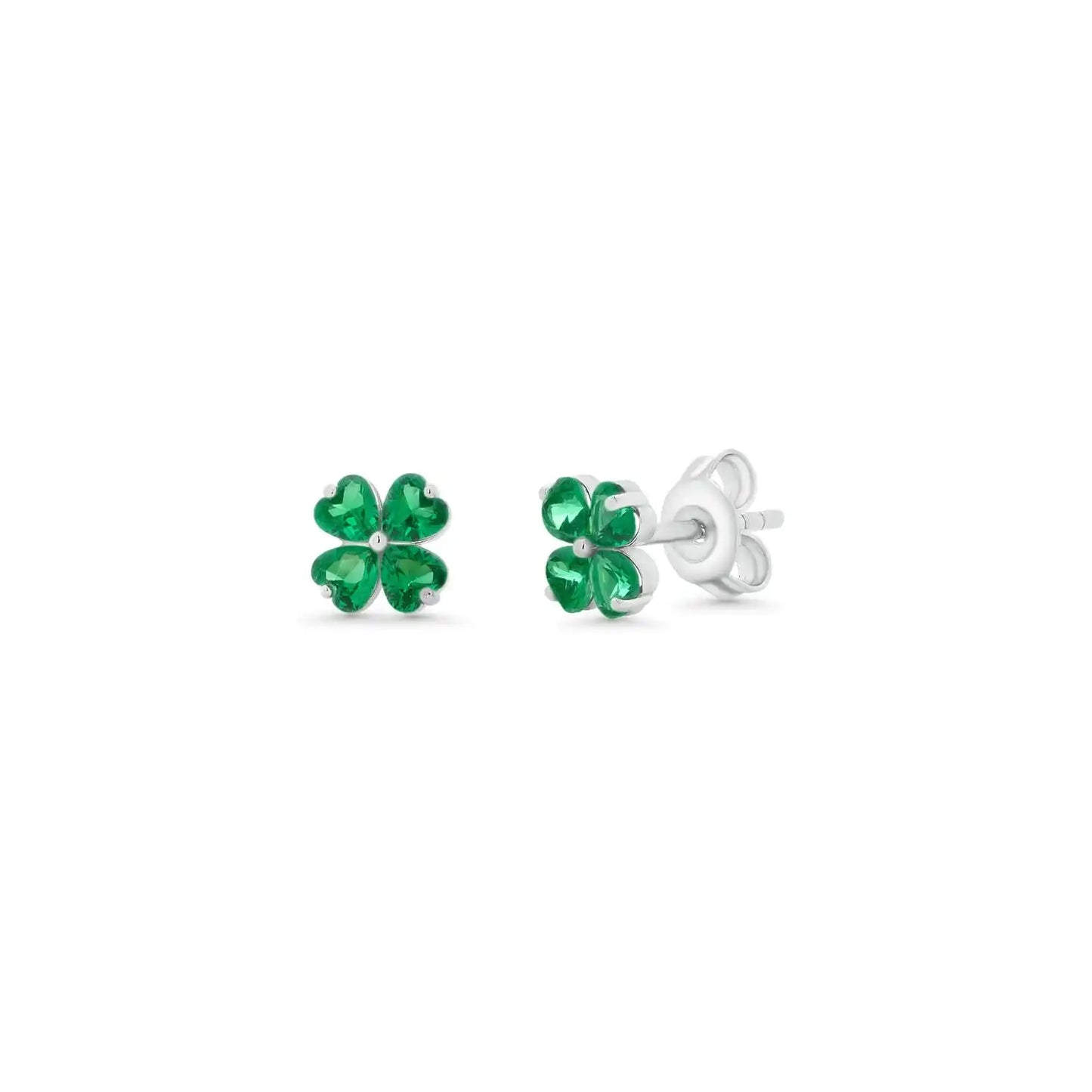 925 Sterling Silver Rhodium Plated Clover CZ Stud Earring