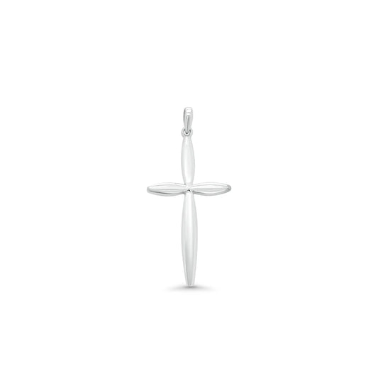 925 Sterling Silver Rhodium Plated Modern Polished Cross Pendant
