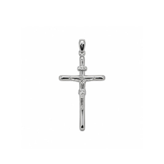 925 Sterling Silver Rhodium Plated Classic Jesus Crucifix Cross Pendant
