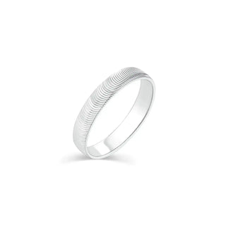 925 Sterling Silver Rhodium Plated Textured Open Cuff 3.6mm Ring
