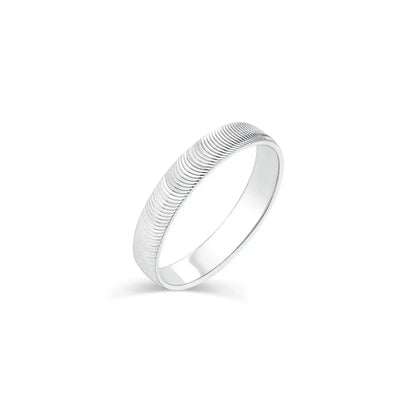 925 Sterling Silver Rhodium Plated Textured Open Cuff 3.6mm Ring