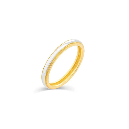 925 Sterling Silver Two-Tone Plated Stackable Milgrain 3mm Band Ring