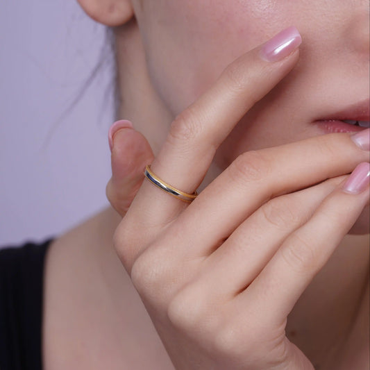 925 Sterling Silver Two-Tone Plated Stackable Milgrain 3mm Band Ring