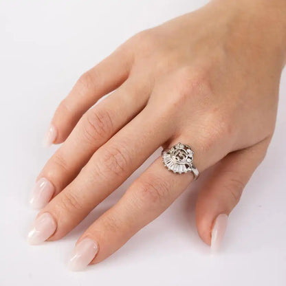 925 Sterling Silver Rhodium Plated 15 Ring with CZ