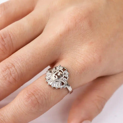 925 Sterling Silver Rhodium Plated 15 Ring with CZ