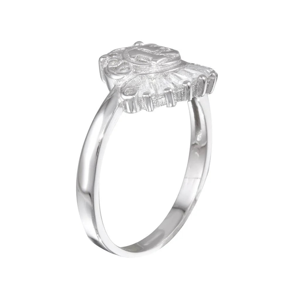 925 Sterling Silver Rhodium Plated 15 Ring with CZ