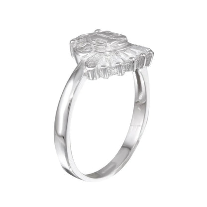 925 Sterling Silver Rhodium Plated 15 Ring with CZ
