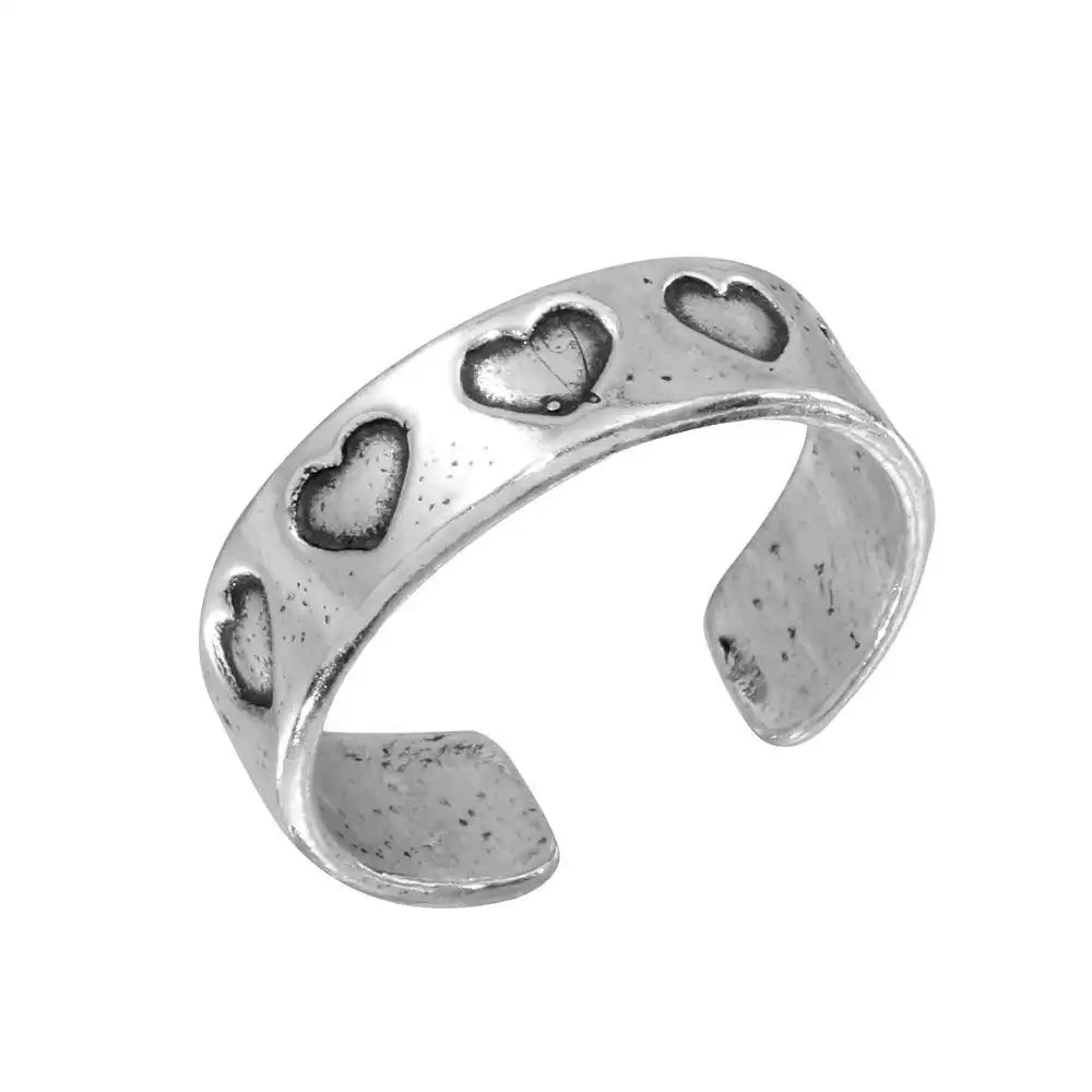 925 Sterling Silver Heart Adjustable Toe Ring