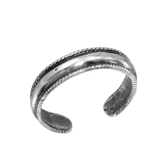 925 Sterling Silver Rope Border Design Adjustable Toe Ring