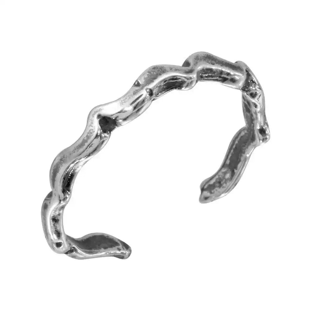 925 Sterling Silver Wave Design Adjustable Toe Ring
