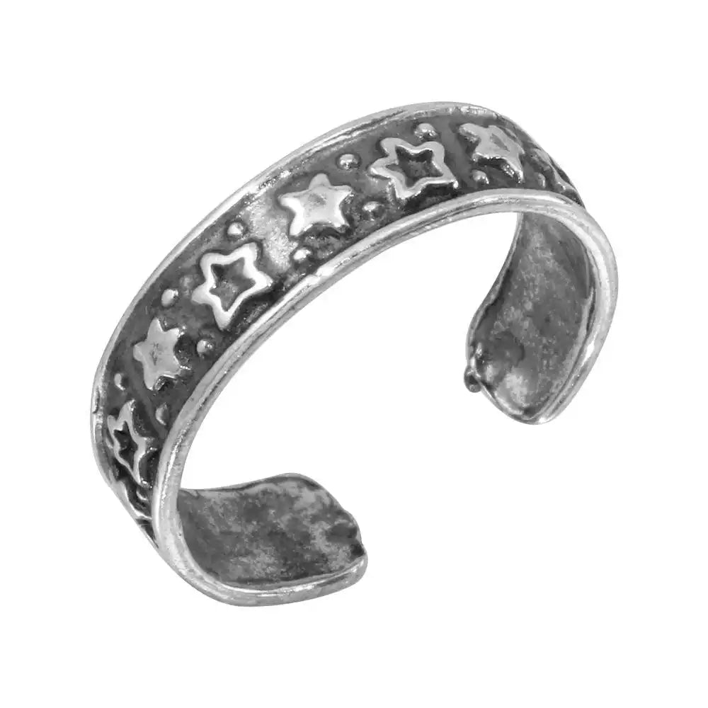 925 Sterling Silver Lining Stars Toe Ring