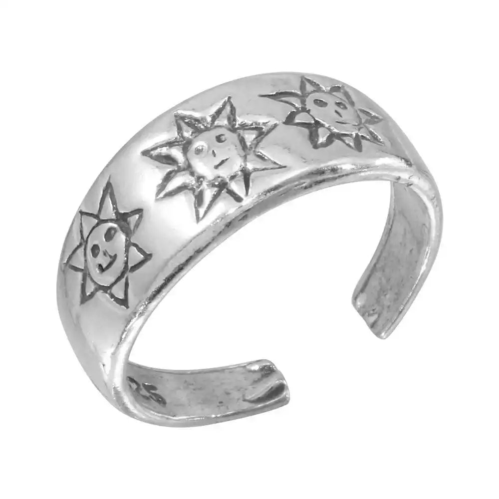 925 Sterling Silver Sun Designed Toe Ring