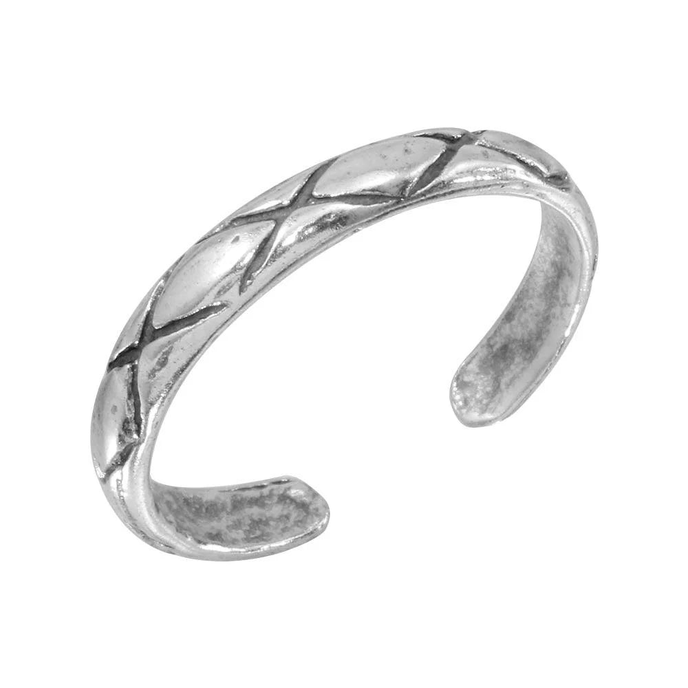 925 Silver Net Pattern Adjustable Toe Ring