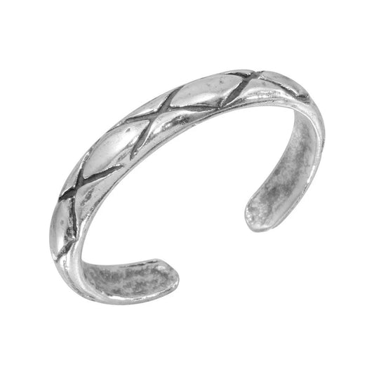 925 Silver Net Pattern Adjustable Toe Ring
