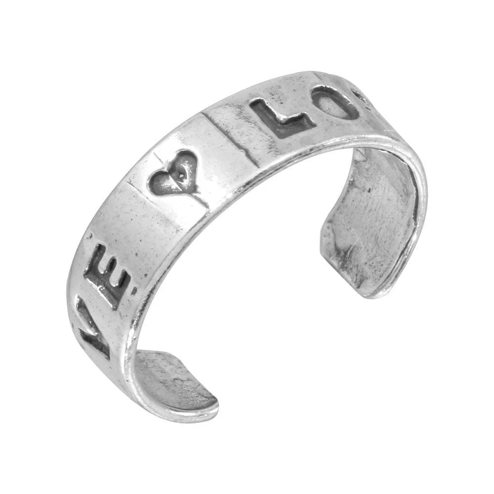 925 Silver Engraved Love Adjustable Toe Ring