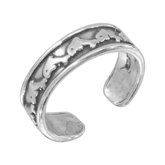 925 Sterling Silver Dolphin Link Adjustable Toe Ring