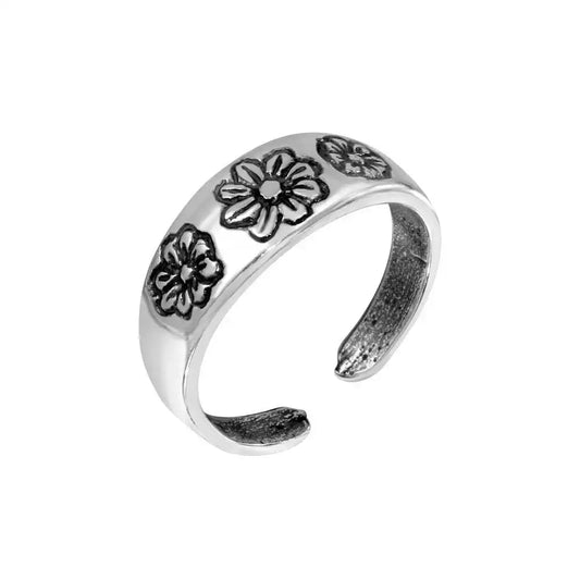925 sterling silver Multi Flower Adjustable Toe Ring