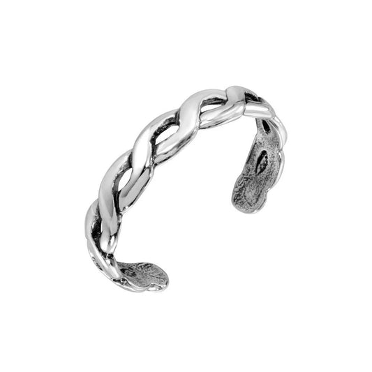 925 Silver Open Braided Design Adjustable Toe Ring